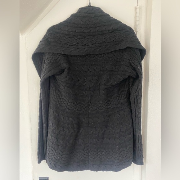 Lauren Ralph Lauren Black Lambswool Cardigan Shawl Collar - Picture 3 of 6